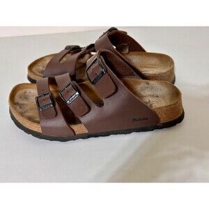 BETULA Birkenstock Size 38 7 Leo Three Strap Soft-Footbed Comfort Slide Sandals